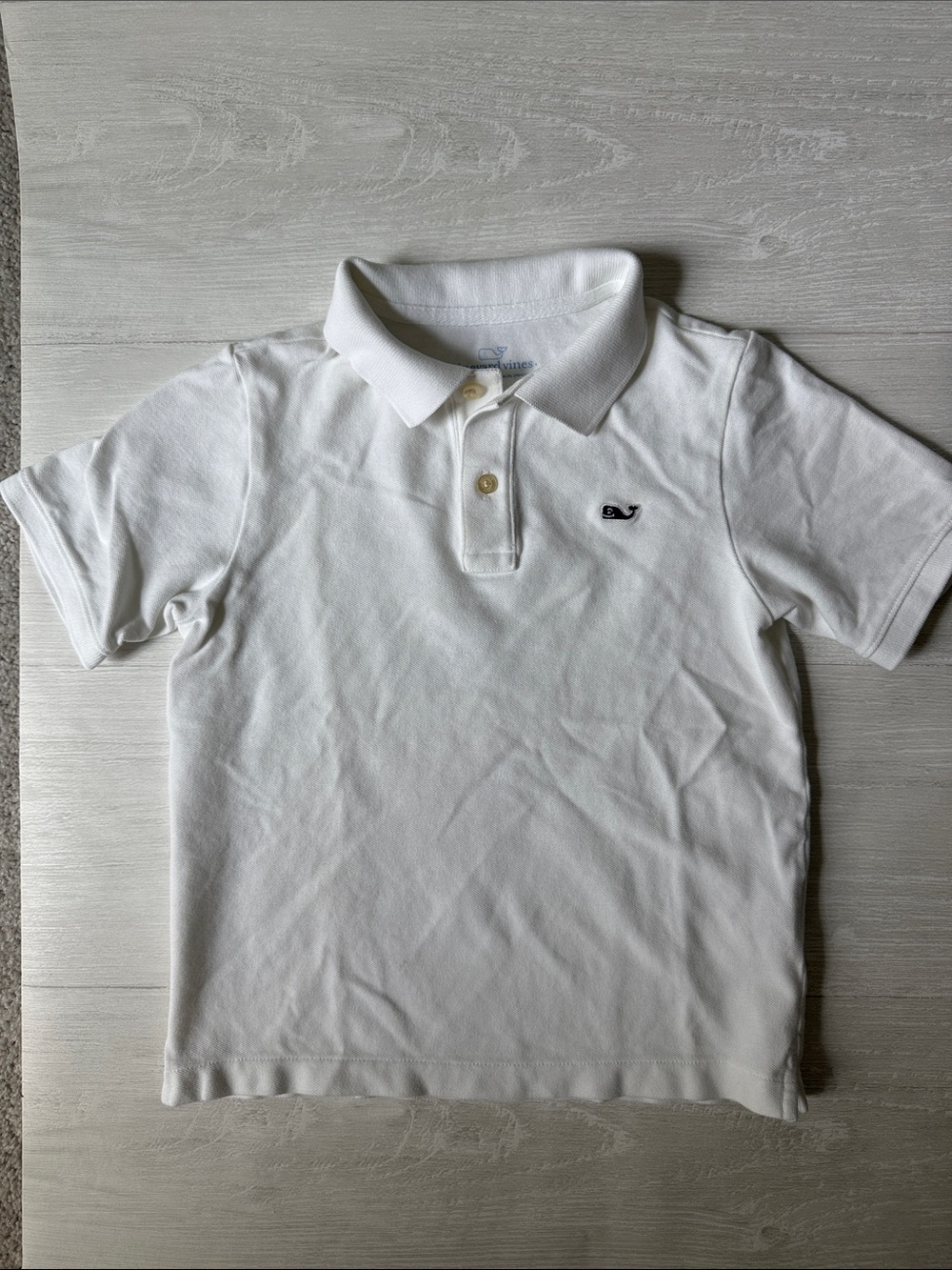 Vineyard Vines White Short-Sleeve Polo with Navy Whale Logo